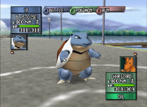 Blastoise Unleashing Dual Cannons Pokemon Gameplay GIF