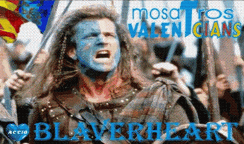 Blaverheart Man With Blue Face Paint Holding Sword