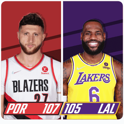 Blazers And Lakers Players Side By Side GIF