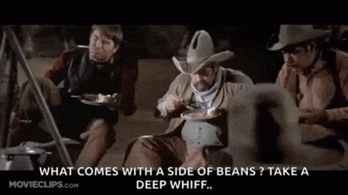 Blazing Saddles Cowboys Eating GIF