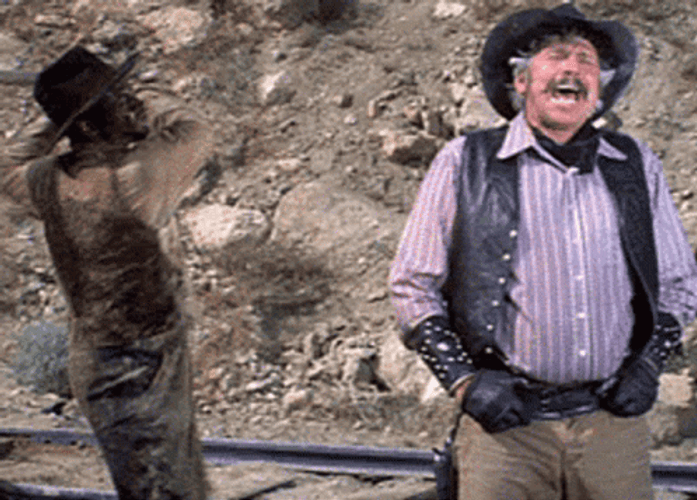 Blazing Saddles Slim Pickens Attacked GIF