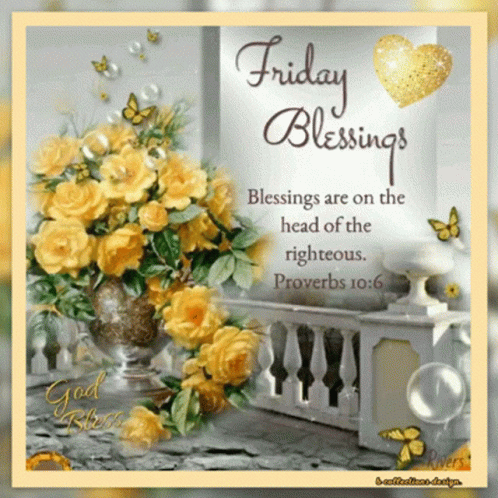Blessed Friday Bouquet Of Yellow Roses GIF