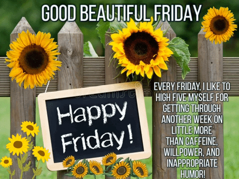 Blessed Friday Sunflowers On The Fence GIF