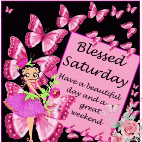 Blessed Saturday Betty Boop Butterflies GIF