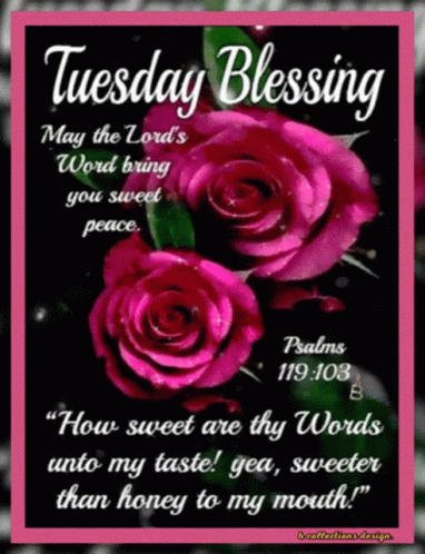Blessed Tuesday Glittery Red Roses GIF