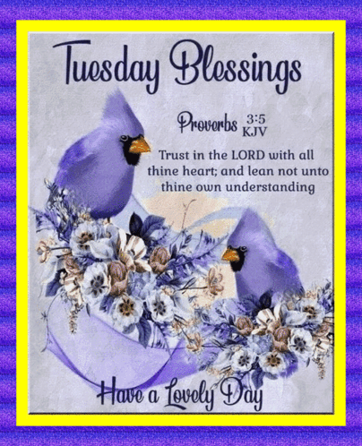 Blessed Tuesday Purple Bird Digital Art GIF