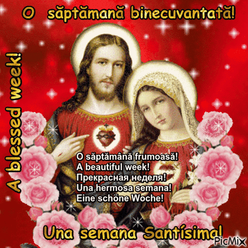 Blessed Week Greeting Card With Jesus and Mary