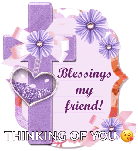 Blessings My Friend Card With Cross And Flowers GIF