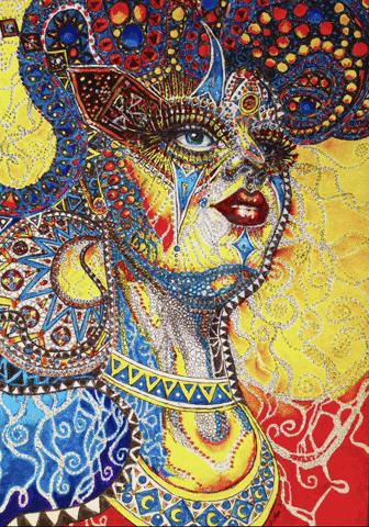 Blinking Mosaic Lady Fine Art GIF