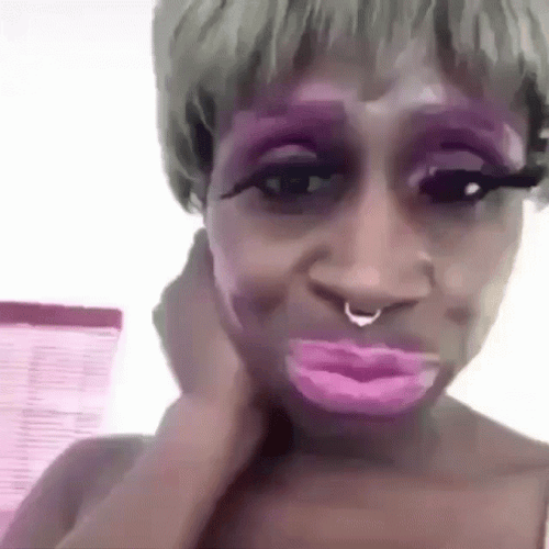 Blinking Woman Purple Lips GIF