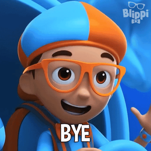 Blippi Character Saying Bye With Thumbs Up