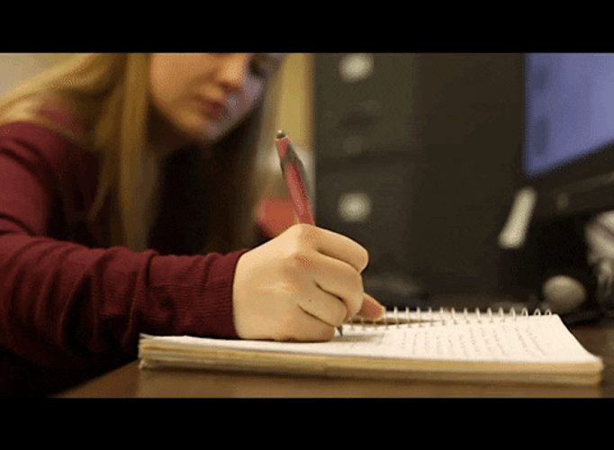 Blond Hair Girl Take Notes GIF