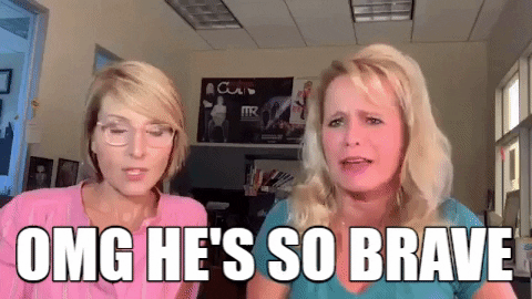 Blond Woman Omg Hes So Brave GIF