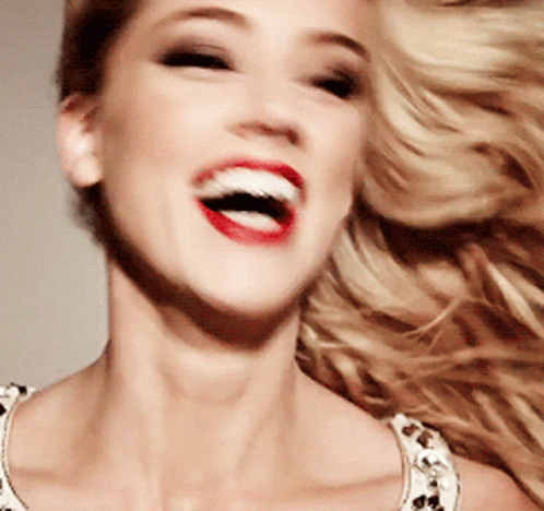 Blonde Amber Heard Radiant Smile GIF