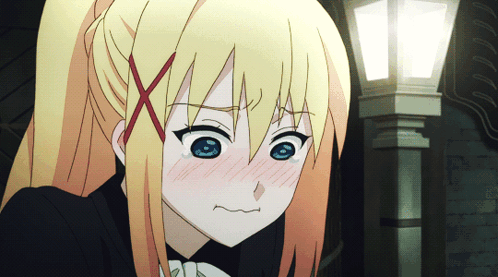 Blonde Anime Girl With Blue Eyes Close Up