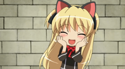 Blonde Anime Girl with Cat Ears and Red Bow