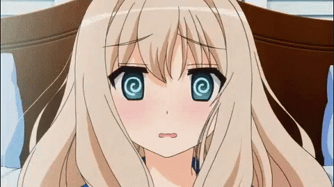 Blonde Anime Girl With Hypnotic Look Laying in Bed