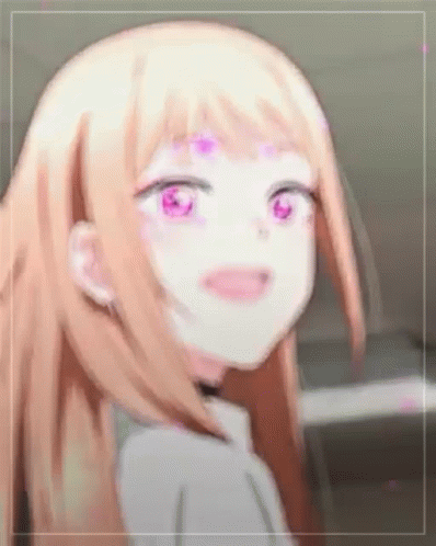 Blonde Anime Girl with Pink Eyes
