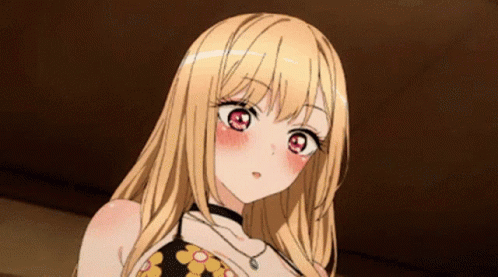 Blonde Anime Girl with Red Eyes and Necklace