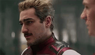 Blonde Beard Man in Red and White Outfit