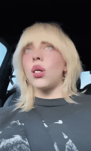 Blonde Billie Eilish Driving GIF