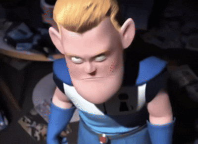Blonde Cartoon Character With Blue Gloves Serious GIF