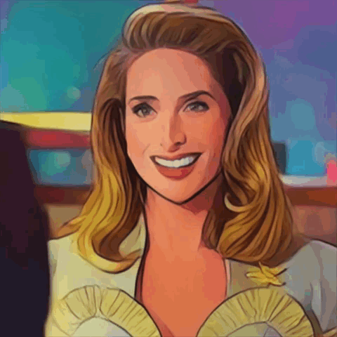 Blonde Cartoon Woman Smiling