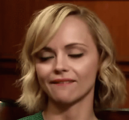 Blonde Christina Ricci Nodding GIF