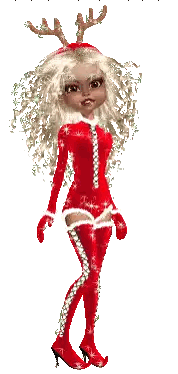 Blonde Doll with Antlers in Christmas Outfit