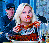 Blonde Girl Funny Eating GIF
