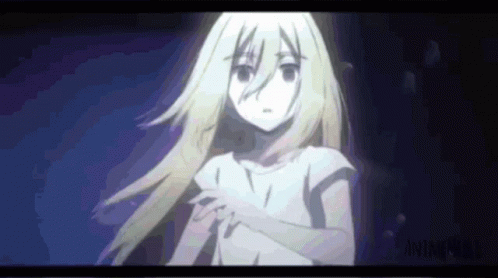 Blonde Girl in White Shirt in Dark Room