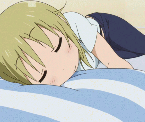 Blonde Girl Laying On Blue And White Striped Blanket GIF