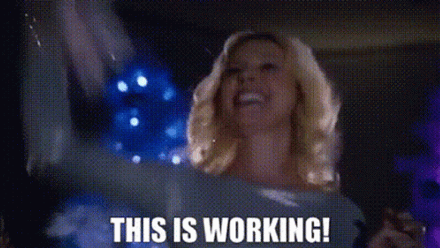 Blonde Girl Proud To Say Its Working GIF