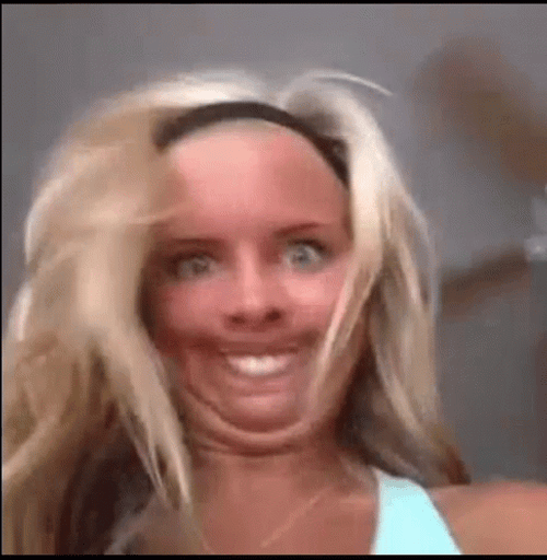 Blonde Girl Weird Smile Selfie GIF