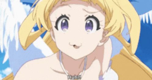 Blonde Girl with Purple Eyes and Miku Necklace