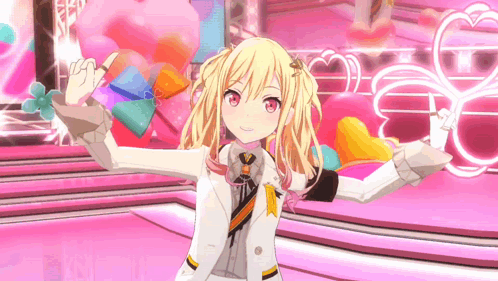 Blonde Girl With Red Eyes Dancing On Stage GIF