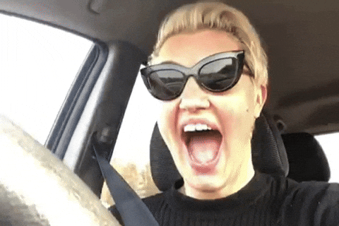 Blonde Hair Lady Driving Crazy GIF