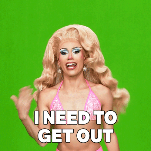 Blonde In Pink Bikini Says I Need To Get Out GIF
