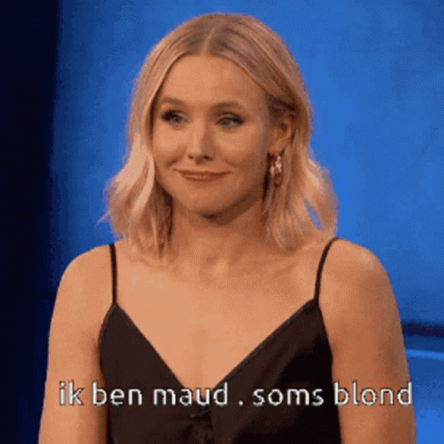 Blonde Kristen Bell Shrugging Shoulder GIF
