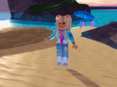 Blonde Roblox Girl Beach Dancing GIF