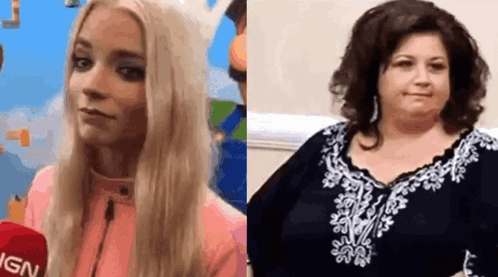 Blonde Woman and Fat Woman Sitting