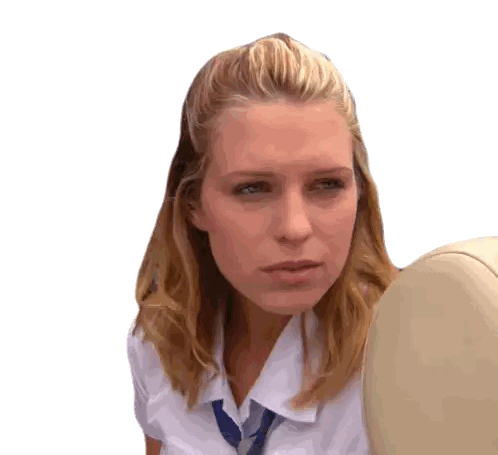 Blonde Woman in White Shirt and Blue Tie