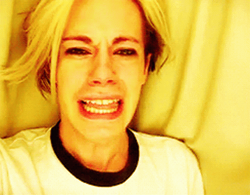 Blonde Woman Making Funny Face With Open Mouth GIF