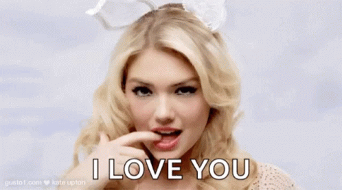 Blonde Woman with White Bow Saying I Love You