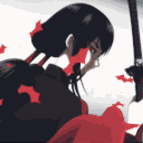 Blood C Kisaragi Smirking With Sword GIF