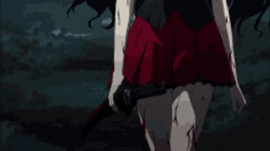 Blood C Kisaragi Walking With Sword GIF