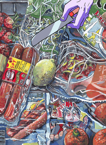 Blood Dripping Cut The Tension With A Knife GIF