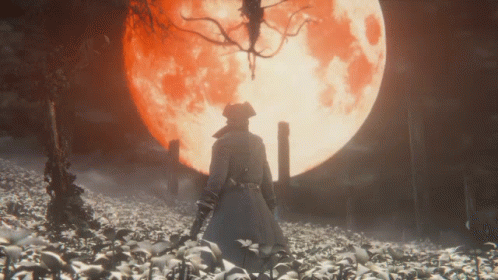Bloodborne Looking At Blood Moon GIF
