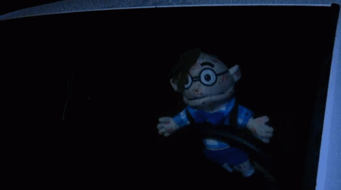 Bloodied Stuffed Toy With Glasses and Blue Shirt