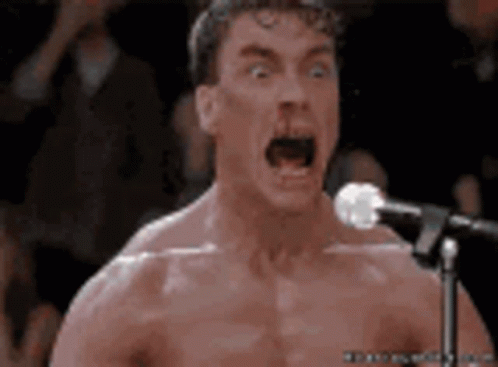 Bloodsport Van Damme Screaming Nose Bleed GIF